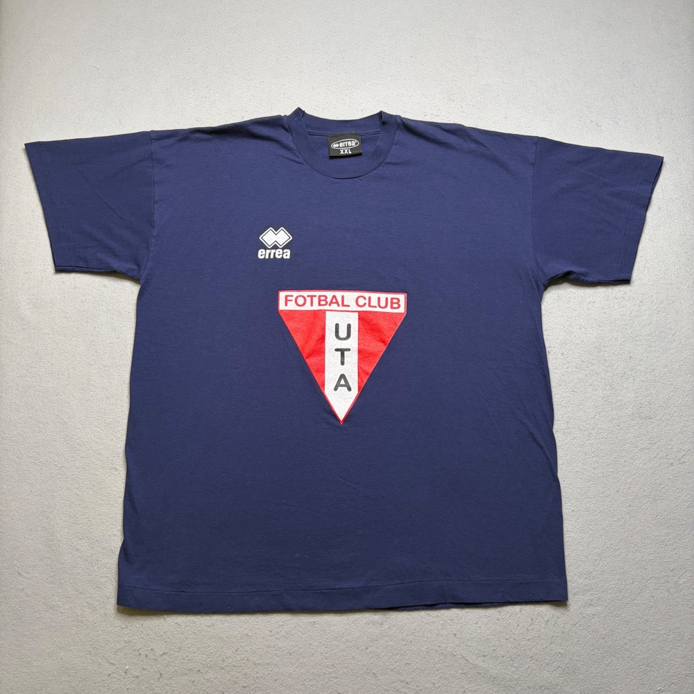 Errea T-Shirt Mens XXL Navy Blue Fotbal Club‎ UTA Vintage 90s Soccer Graphic Tee